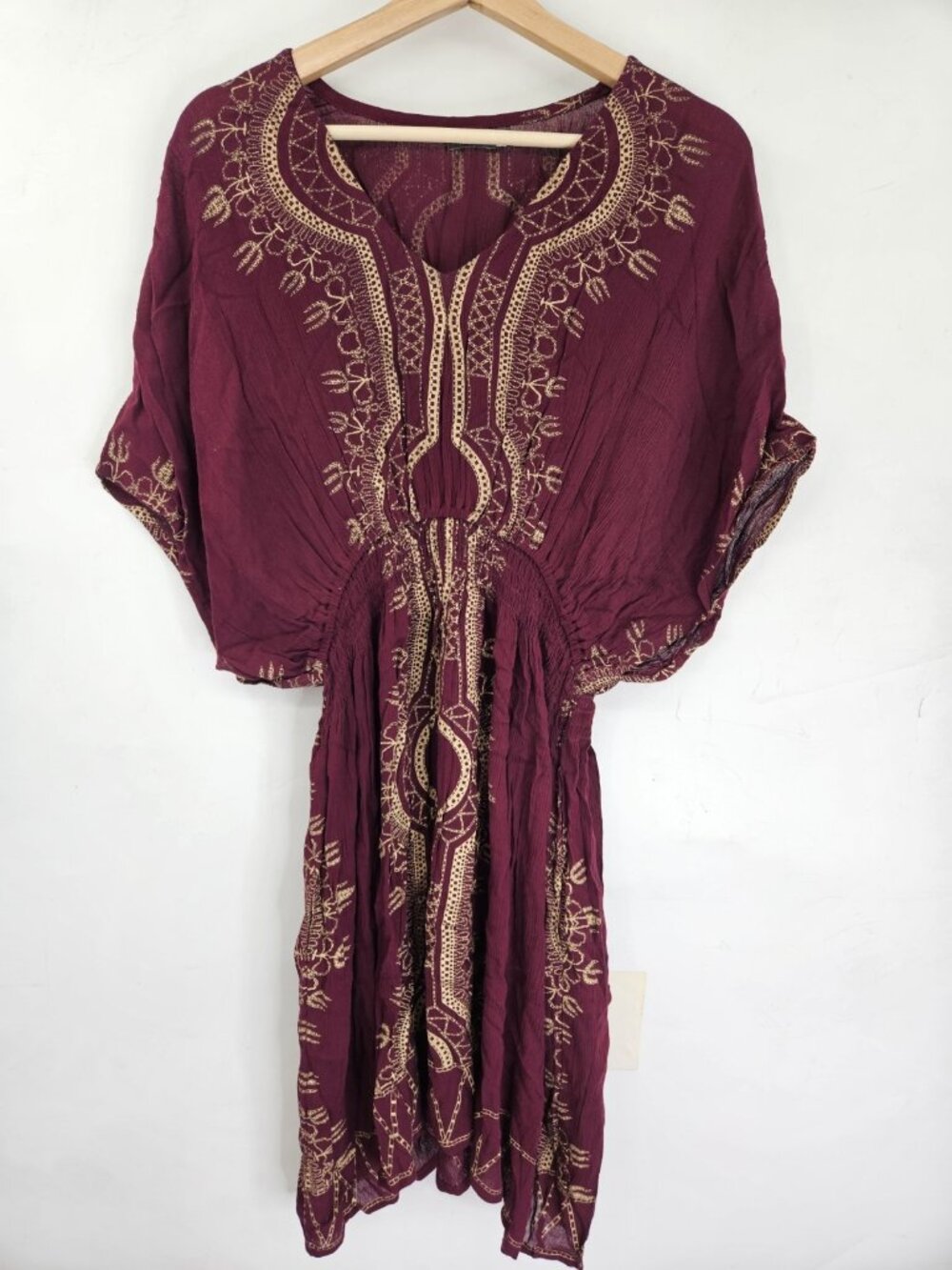 Earthbound Trading Dress Womens M Paisley Burgundy Boho Muumuu Festival Flow
